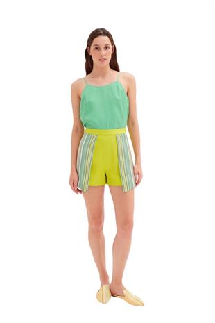 Çift Renkli Kutnu Şort