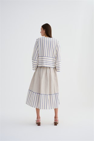 Gri Çizgili Etek
