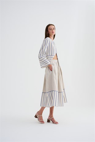 Gri Çizgili Etek