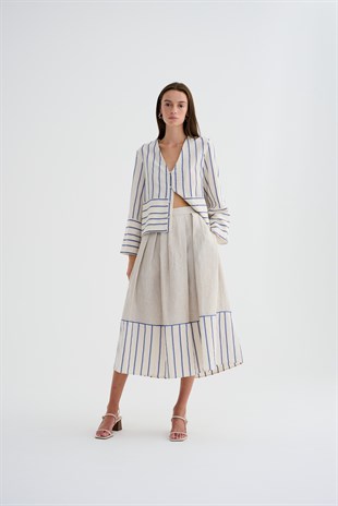 Gri Çizgili Etek