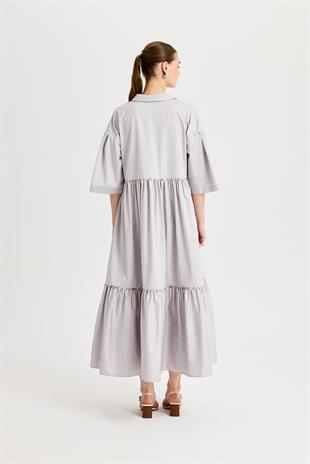 Gri Poplin Elbise