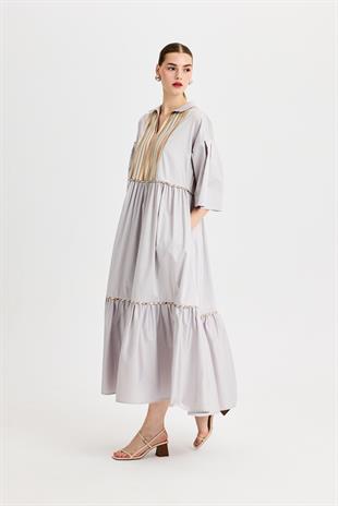 Gri Poplin Elbise