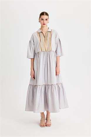 Gri Poplin Elbise