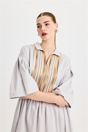 Gri Poplin Elbise