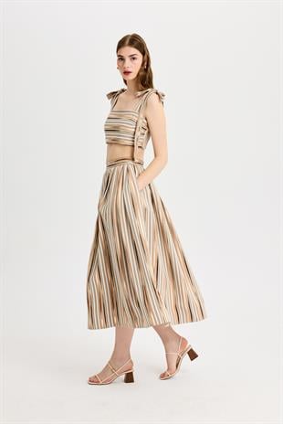 Kahverengi Maxi Etek