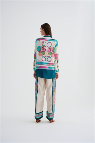 Krem Desenli Gömlek