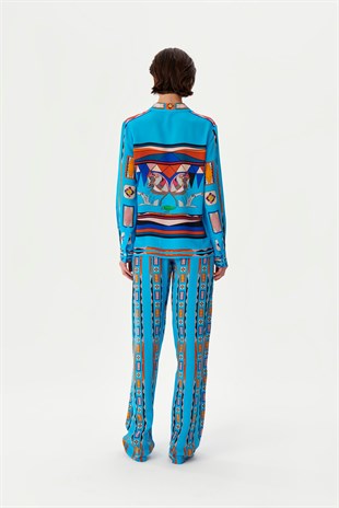 Mavi Desenli Gömlek