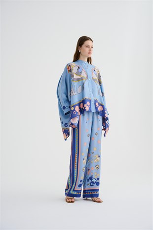 Mavi Desenli Gömlek