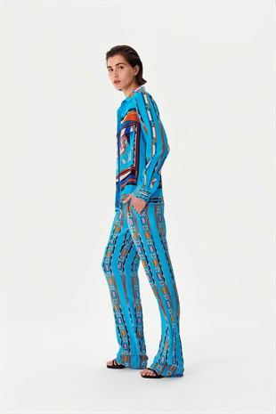 Mavi Desenli Gömlek