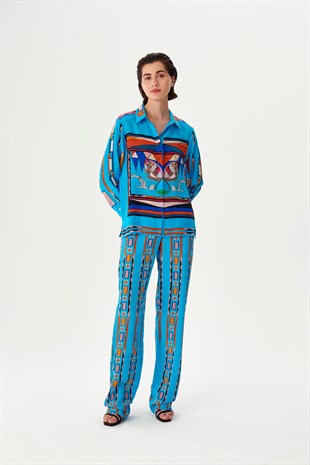 Mavi Desenli Gömlek