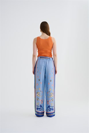 Mavi Desenli Pantolon