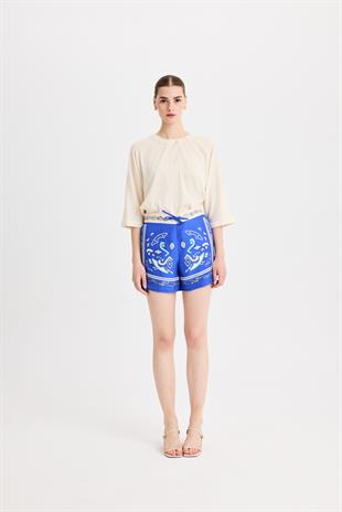 Mavi Zeugma İpek Şort