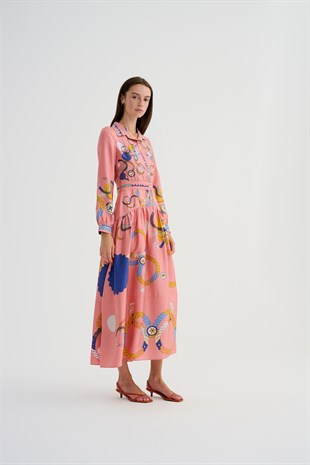 Pembe Desenli Elbise