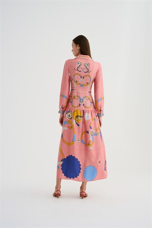 Pembe Desenli Elbise