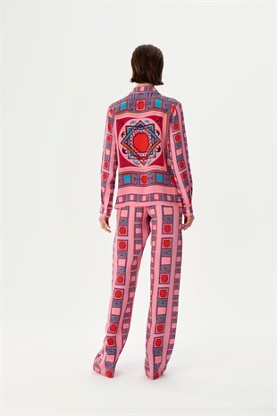 Pembe Desenli Elbise