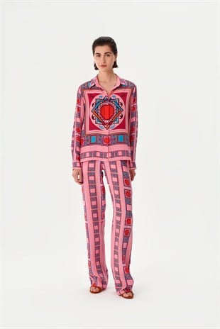 Pembe Desenli Elbise