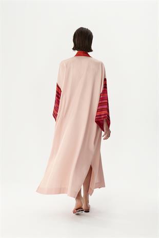 Pembe Keten Detaylı Kimono