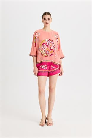 Pembe Zeugma İpek Bluz