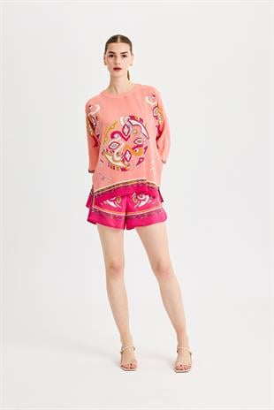 Pembe Zeugma İpek Bluz