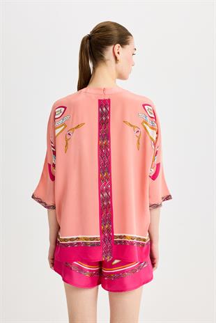 Pembe Zeugma İpek Bluz