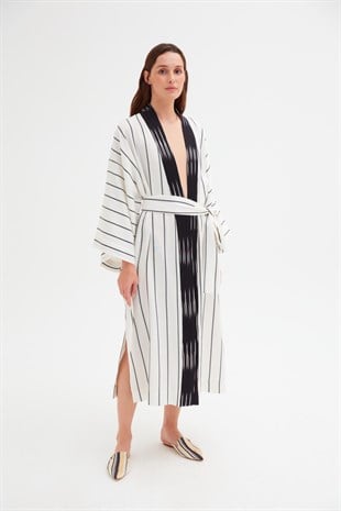 Siyah Çizgili Kimono