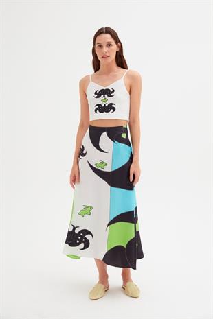 Tavşan Figürlü Beyaz Crop Üst