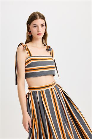 Turuncu Antrasit Maxi Etek