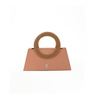 Taşlı Sap Detaylı Bej El Çantası