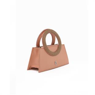 Taşlı Sap Detaylı Bej El Çantası