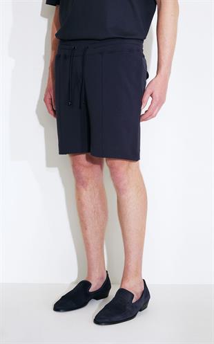 Belden Lastik Detaylı Biyeli Lacivert Şort