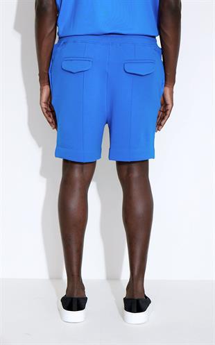 Belden Lastik Detaylı Biyeli Mavi Şort