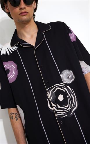 Floral Desenli Kısa Kollu Gömlek