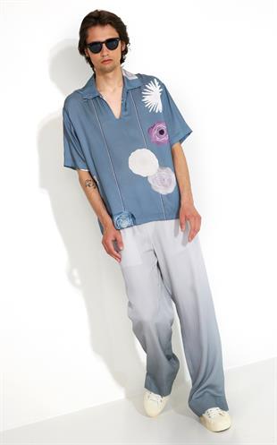 Floral Desenli Polo Yaka T-shirt