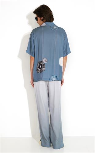 Floral Desenli Polo Yaka T-shirt