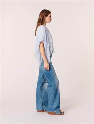 Açık Mavi Katmanlı Şifon Bluz