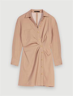 Asimetrik Düğmeli Mini Elbise