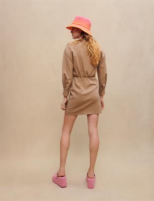 Asimetrik Düğmeli Mini Elbise