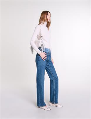 Beli Zincir Detaylı Denim Pantolon
