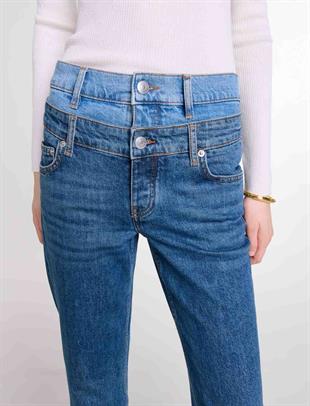 Beli Zincir Detaylı Denim Pantolon
