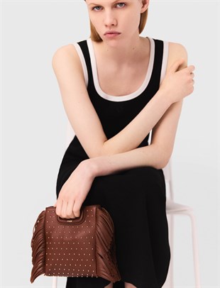 Beyaz Geçişli Uzun Triko Elbise