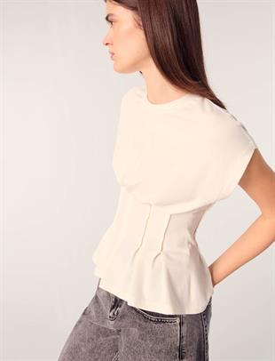 Beyaz Peplum T-shirt