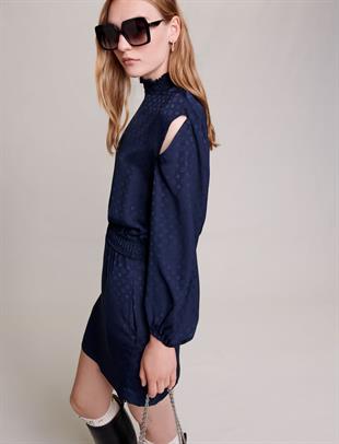 Boğazlı Yaka Mini Elbise