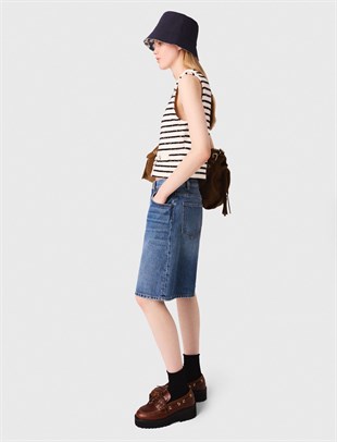 Boncuk İşlemeli Crop Triko Üst