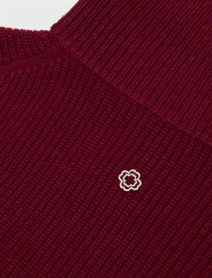 Bordo Fermuarlı Süveter