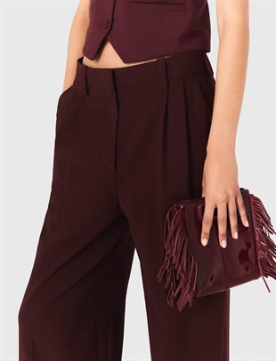 Bordo Pileli Takım Pantolon
