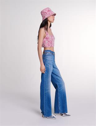 Botanik Desen Crop Üst