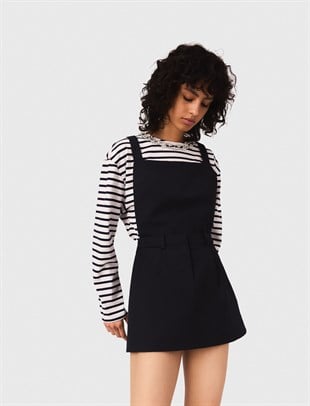 Çapraz Sırt Askılı Mini Elbise