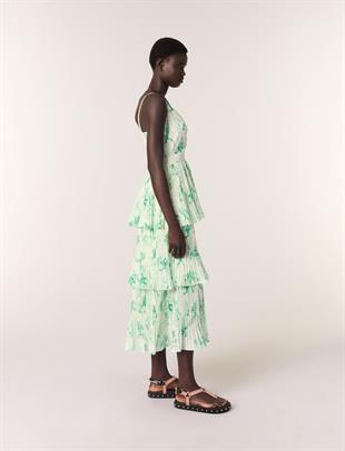 Çiçek Desenli Pilili Elbise