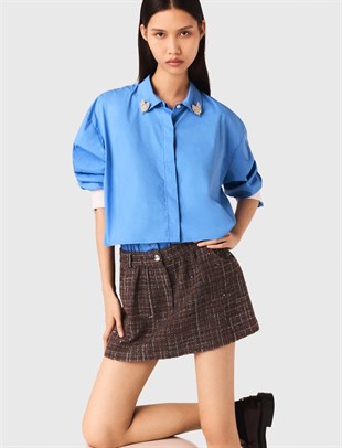 Çift Parça Görünümlü Mini Tüvit Etek