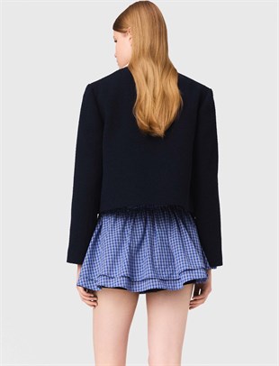 Çıkarılabilir Yaka Crop Tüvit Ceket